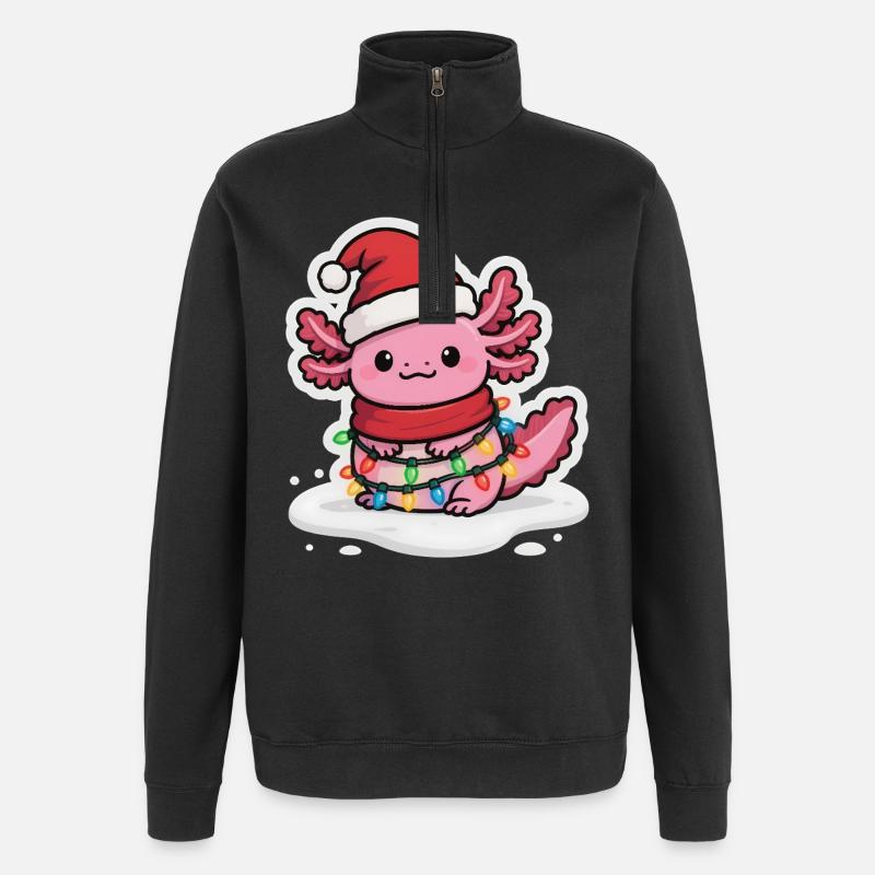 Noël Axolotl drôle - Sweat à zip 1/4 - noir