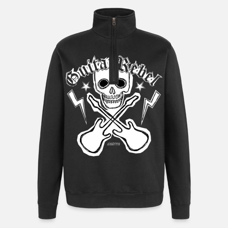 Guitare Rebel - Patchstyle - Sweat à zip 1/4 - noir
