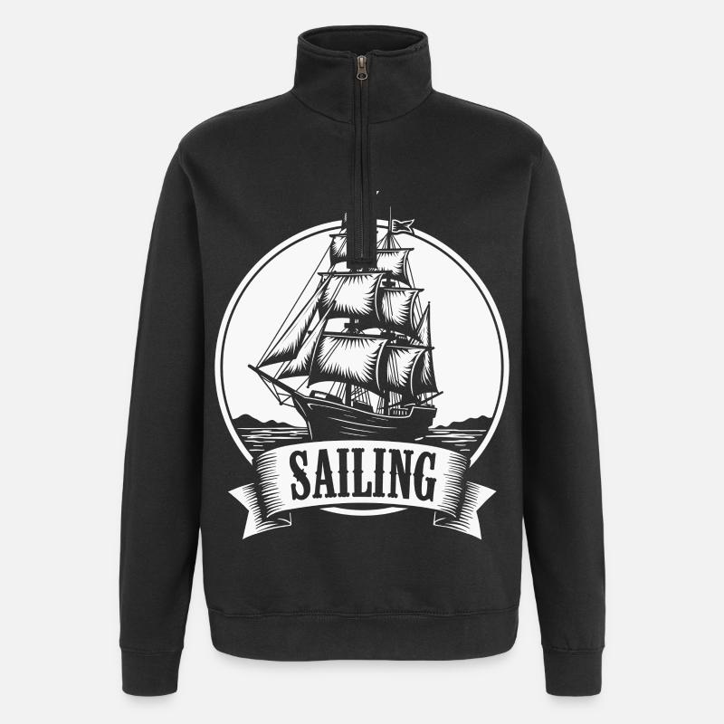 Sailing Sailing Ship Maritim Ahoy - Quarter-Zip Sweatshirt - black