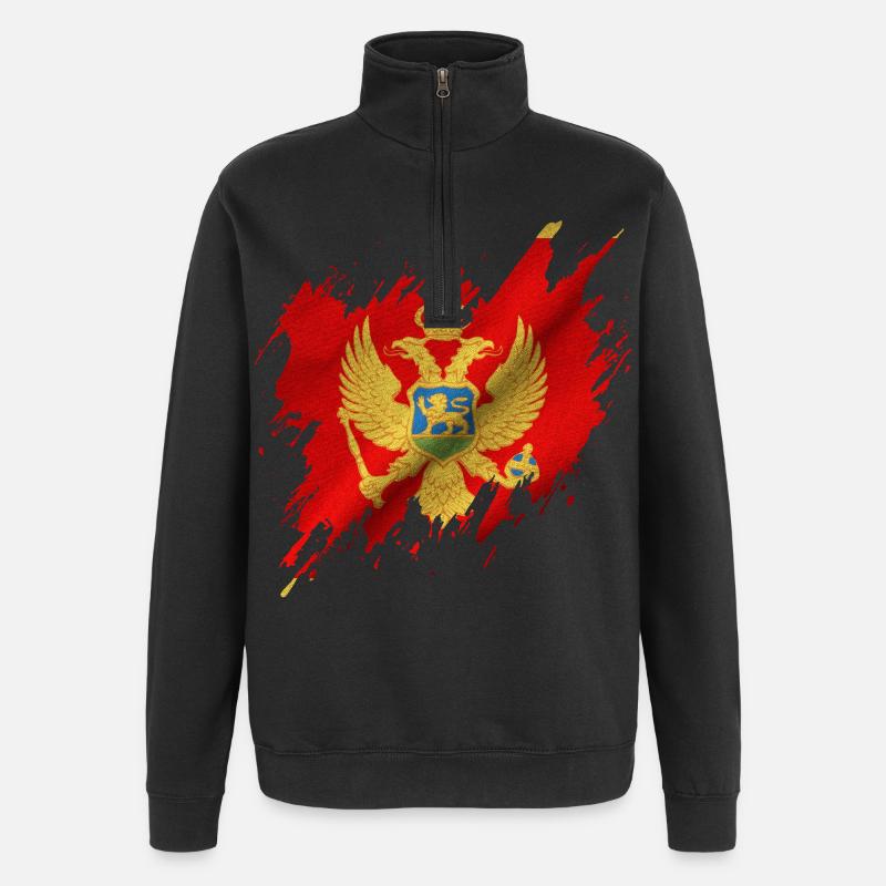 Drapeau du Monténégro, style déchiré - Sweat à zip 1/4 - noir