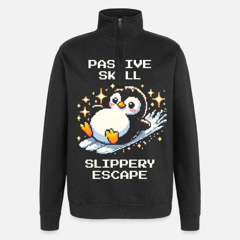 Évasion glissante | Pingouin Compétence Humour - Sweat à zip 1/4 - noir
