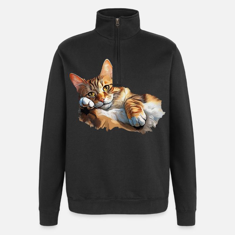 Chat - Sweat à zip 1/4 - noir