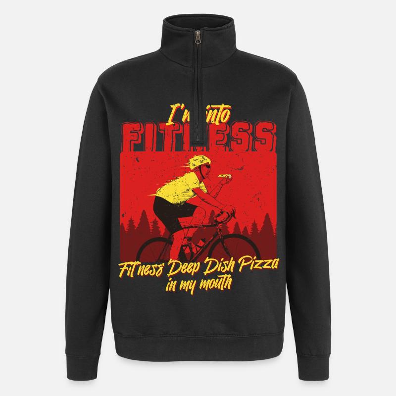 Deep Dish Pizza Chicargo - Quarter-Zip-Sweatshirt - Schwarz