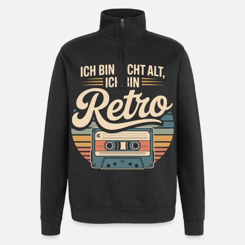 Ich bin Retro Kassette - Quarter-Zip-Sweatshirt - Schwarz