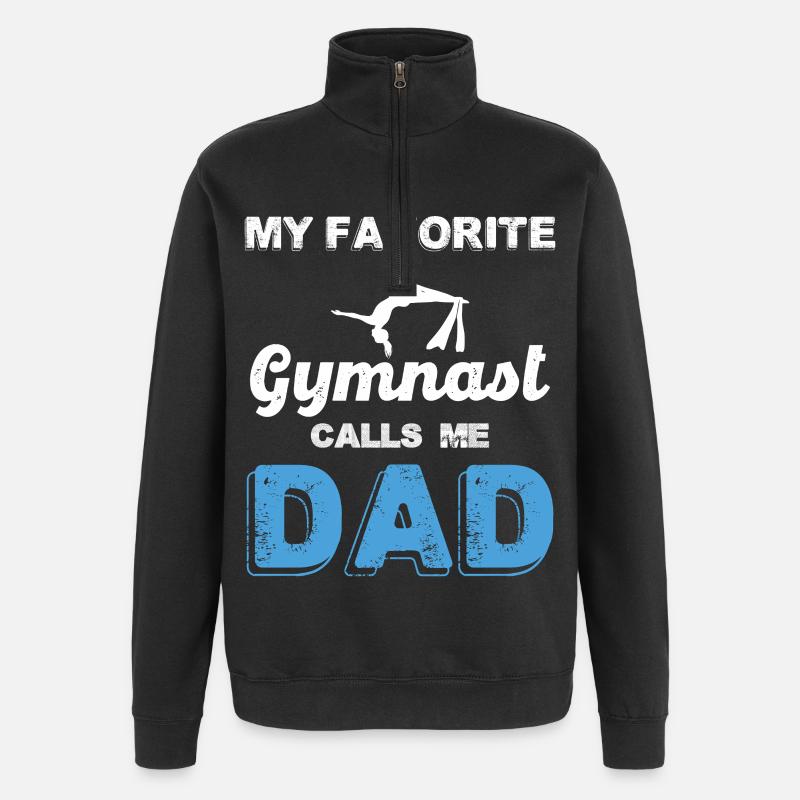 Mon gymnaste préféré m’appelle papa - Sweat à zip 1/4 - noir