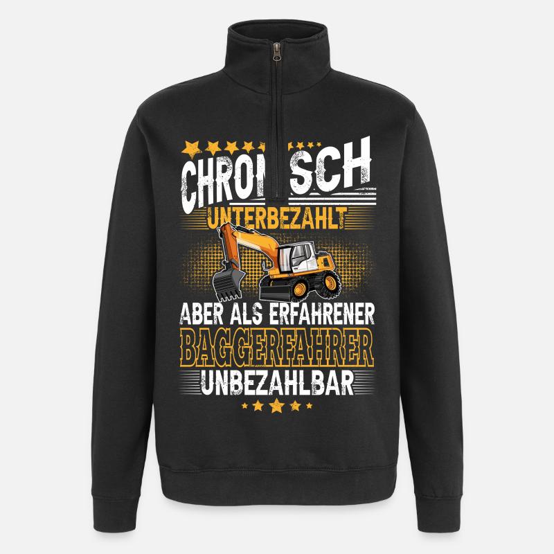 Baggerfahrer - Quarter-Zip-Sweatshirt - Schwarz