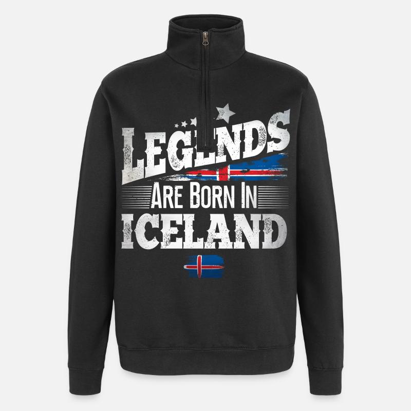 Islande Lieu de naissance Anniversaire - Sweat à zip 1/4 - noir