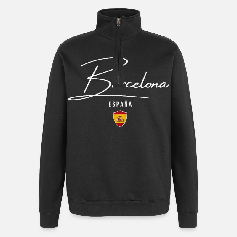 Barcelone, Espagne, design élégant - Sweat à zip 1/4 - noir