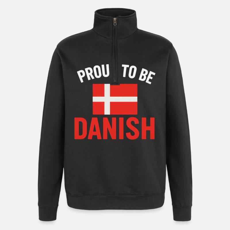 Stolz auf Dänemark Flaggenkunst - Quarter-Zip-Sweatshirt - Schwarz