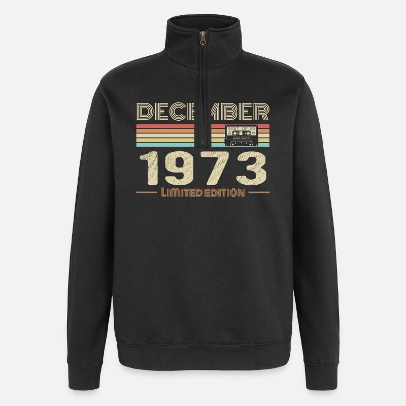 Décembre 1973 anniversaire Décembre 1973 Décembre - Sweat à zip 1/4 - noir