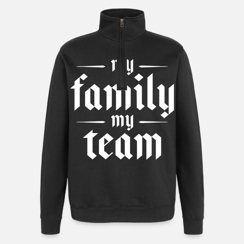 Mon équipe familiale dit - Sweat à zip 1/4 - noir