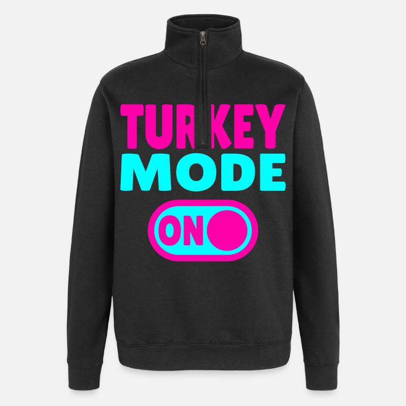 Mode dinde activé - Sweat à zip 1/4 - noir