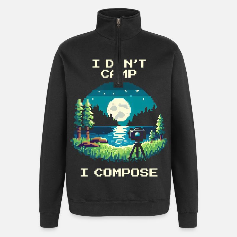 I don't camp, I compose | Composition - Quarter-Zip Sweatshirt - black