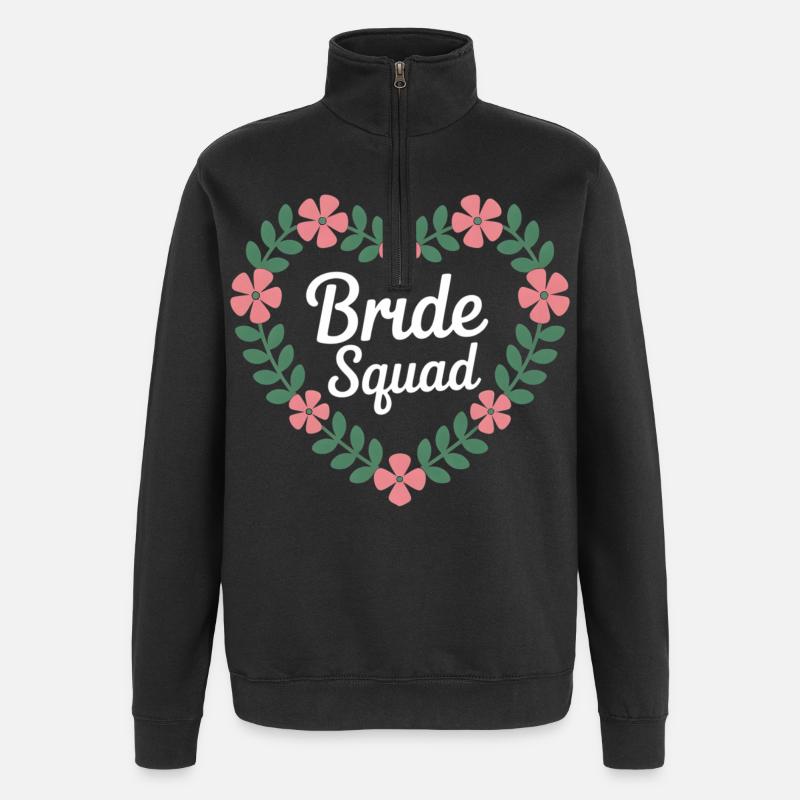 Bride Squad Blumenherz - Quarter-Zip-Sweatshirt - Schwarz