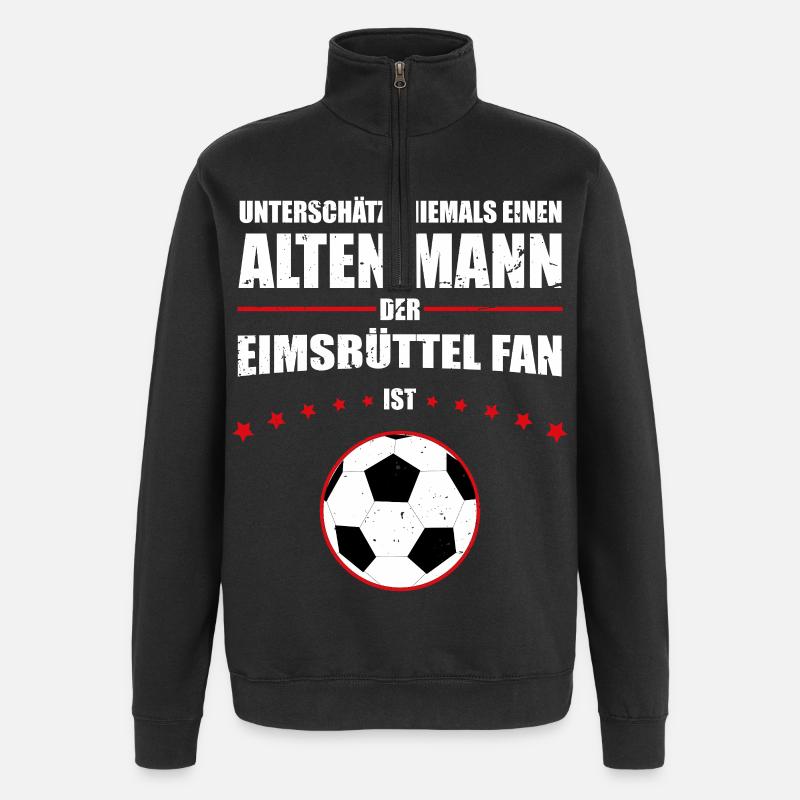 Alter Mann - Eimsbüttel Fußball Fan | Retro - Quarter-Zip-Sweatshirt - Schwarz