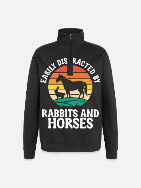 Lapins Et Chevaux Équitation Équestre - Sweat à zip 1/4 - noir