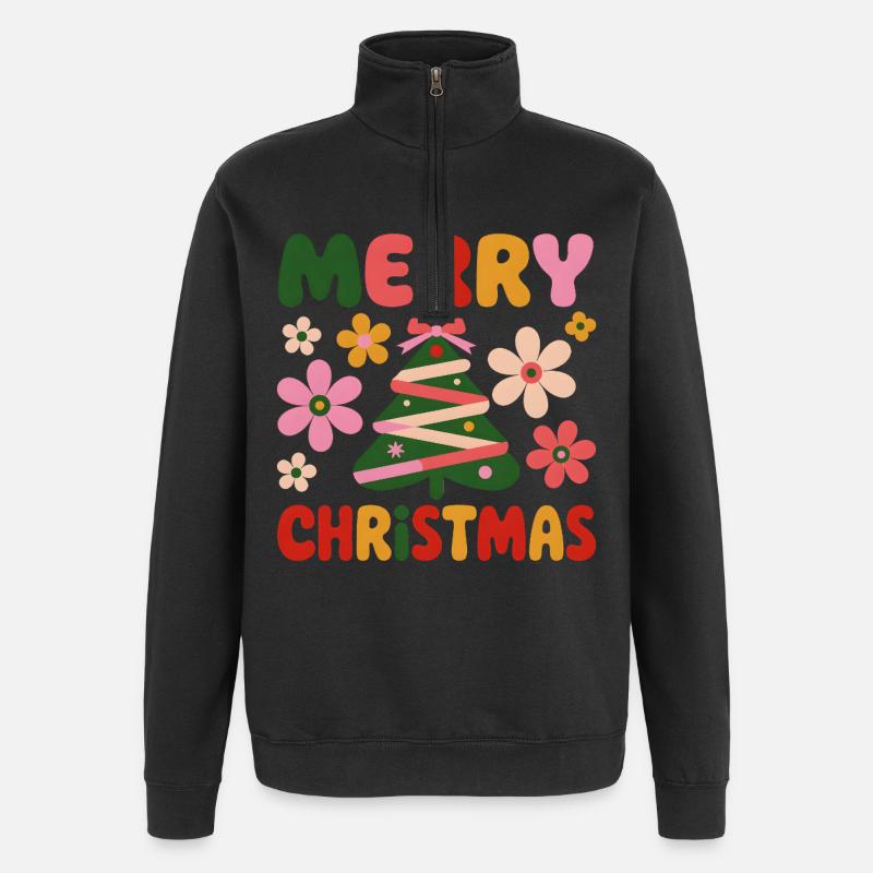 Joyeux noël - Sweat à zip 1/4 - noir