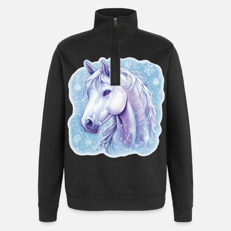 Flocons de neige de cheval - Sweat à zip 1/4 - noir