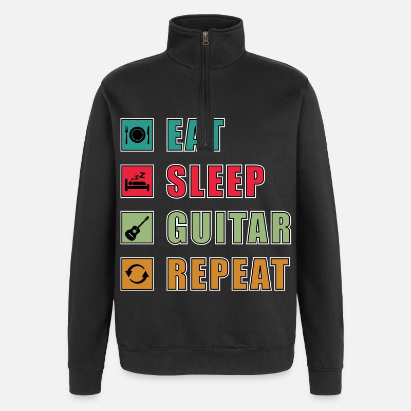 Eat Sleep Guitar Repeat - Sweat à zip 1/4 - noir