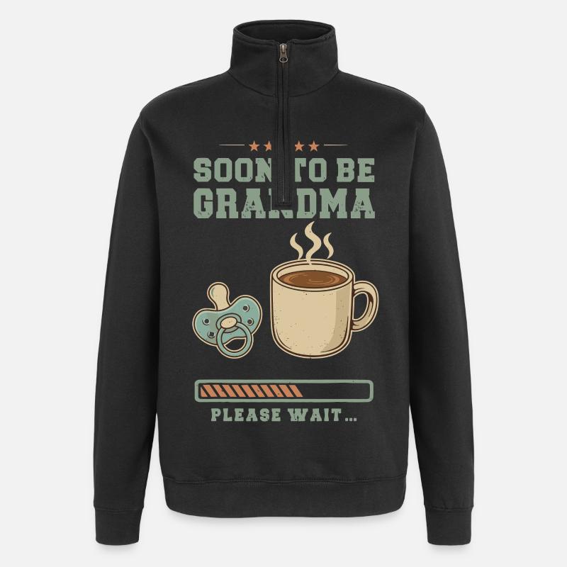 Expectant granny loading future grandmother - Quarter-Zip Sweatshirt - black