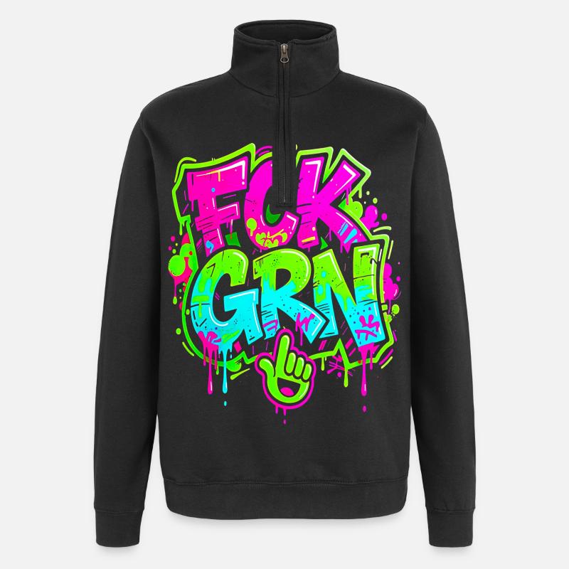 FCK GRN Graffiti - Quarter-Zip Sweatshirt - black