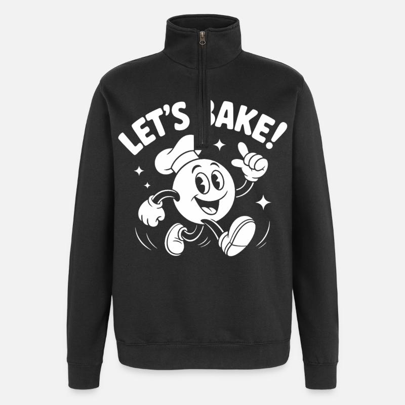 Lets Bake Cartoon Baking Mascot - Quarter-Zip Sweatshirt - black