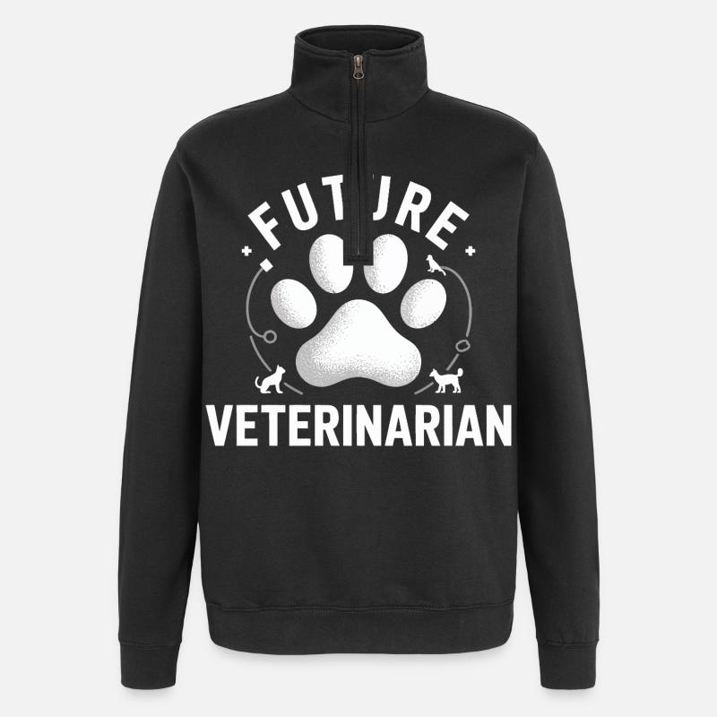 Future Vet Paw Logo - Quarter-Zip Sweatshirt - black