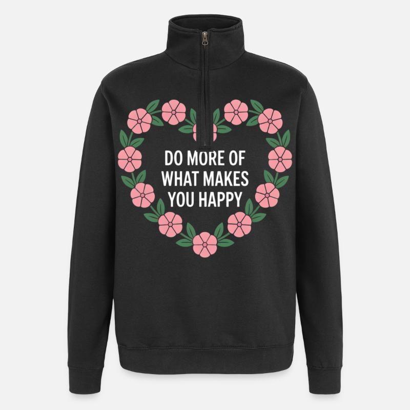 Fleur Coeur Plus de Bonheur - Sweat à zip 1/4 - noir