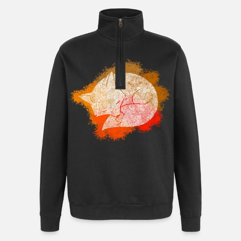 Zentangle Fox - Quarter-Zip Sweatshirt - black