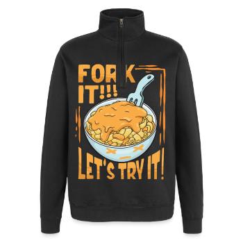 Mac n Cheese Fork It - Quarter-Zip-Sweatshirt - Schwarz - Vorne - AI Model Female 172 light (172cm) & AI Model Male 178 dark (178cm)