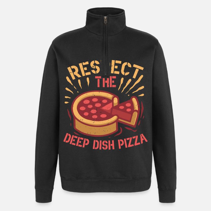 Deep Dish Pizza Chicargo - Quarter-Zip Sweatshirt - black