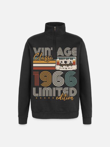 Vintage 1966 Born Birthday Gift - Quarter-Zip Sweatshirt - black