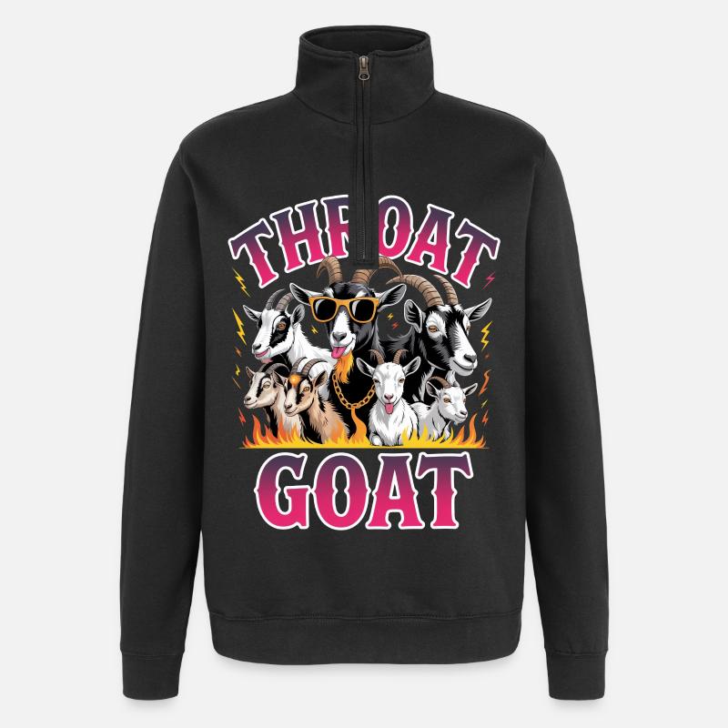 Throat Goat Meme Y2K Bootleg - Quarter-Zip Sweatshirt - black