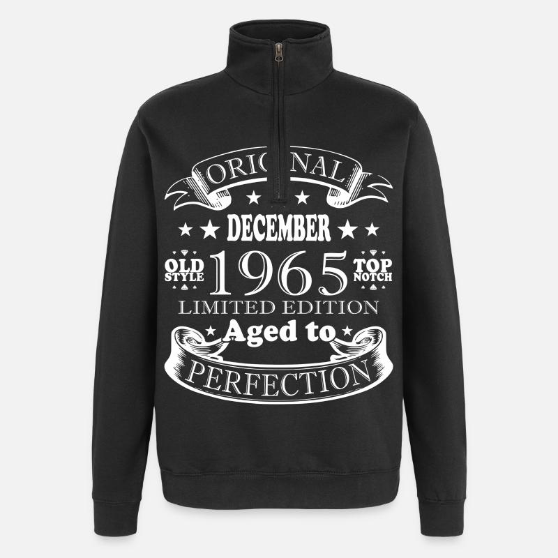 Décembre 1965 | Anniversaire 1965 Millésime Décembre - Sweat à zip 1/4 - noir