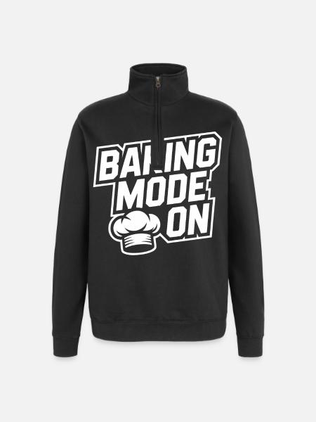 Backmodus An – Küchenhumor Design - Quarter-Zip-Sweatshirt - Schwarz