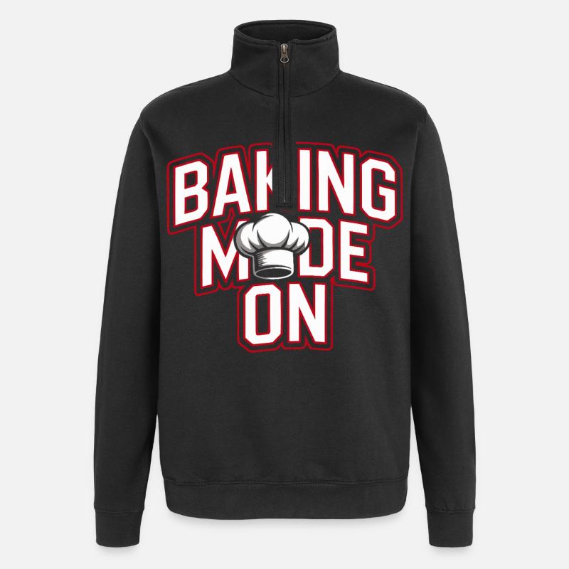 Backen Modus An - Kochhut Design - Quarter-Zip-Sweatshirt - Schwarz