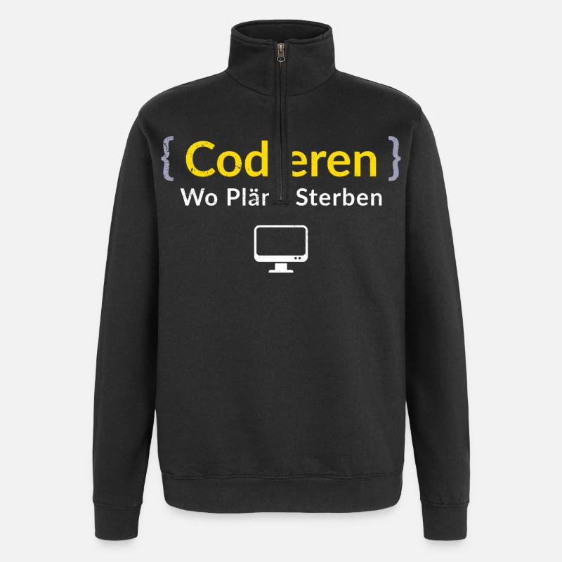 Computer CODIEREN WO PLANE STERBEN LUSTIG - Quarter-Zip-Sweatshirt - Schwarz