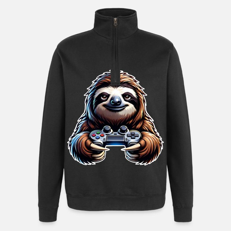 Gaming Sloth Controller - Quarter-Zip Sweatshirt - black