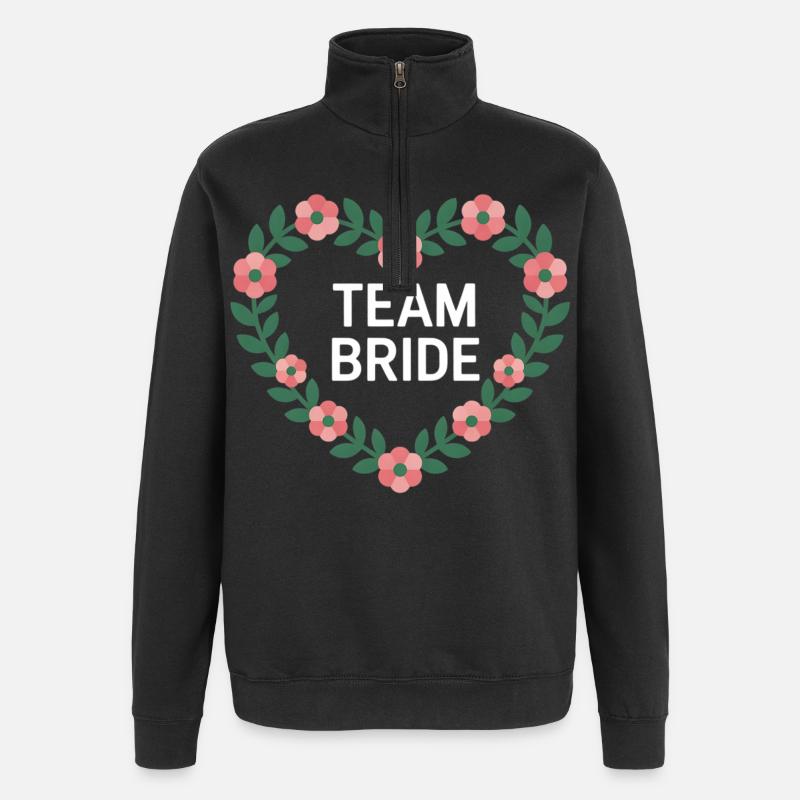 Équipe Mariée Coeur Fleurs - Sweat à zip 1/4 - noir