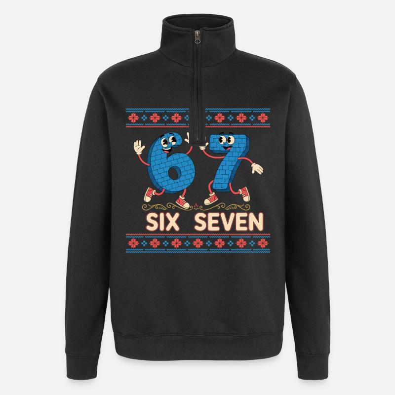 6 7 Sechs Sieben Meme - Quarter-Zip-Sweatshirt - Schwarz