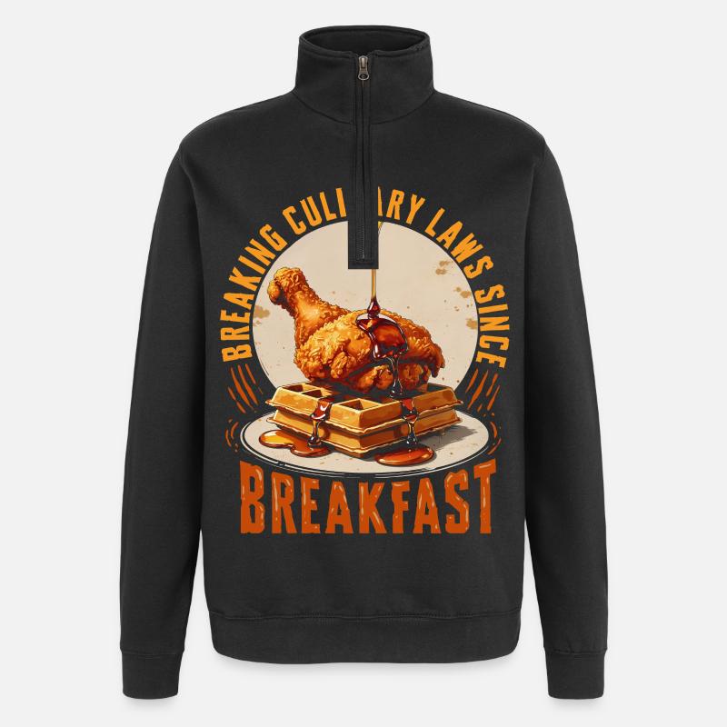 Chicken With Waffles Breaking Culinary Laws - Quarter-Zip Sweatshirt - black
