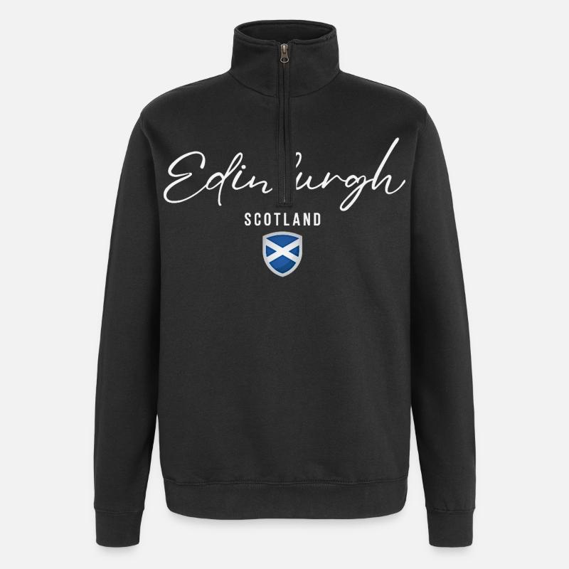 Édimbourg, Écosse, design élégant Édimbourg - Sweat à zip 1/4 - noir