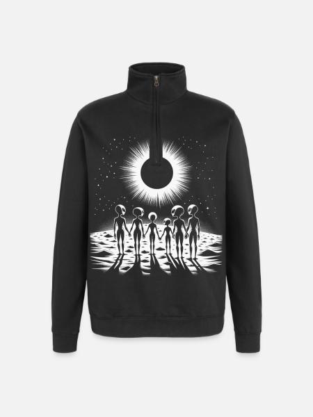 Cosmic Silhouette Family Circle - Quarter-Zip Sweatshirt - black