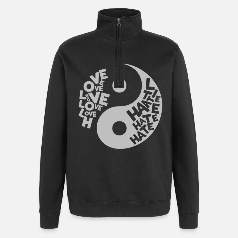 Yin Yang Liebe vs. Hass - Quarter-Zip-Sweatshirt - Schwarz