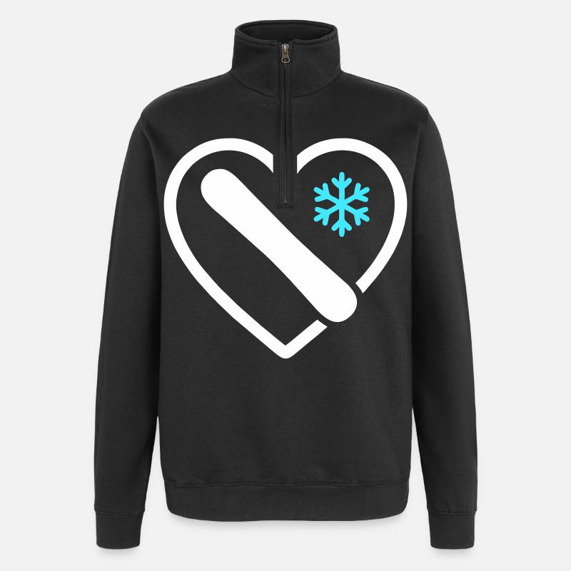 Snowboard Heart Mountain Winter Geschenk - Quarter-Zip-Sweatshirt - Schwarz