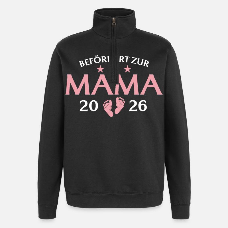 Mère 2026 Promue maman - Sweat à zip 1/4 - noir