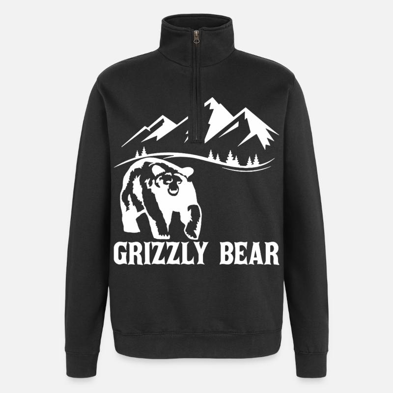 Hiking with a (white) bear - Quarter-Zip Sweatshirt - black
