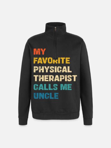 Mon physiothérapeute préféré m’appelle mon oncle - Sweat à zip 1/4 - noir