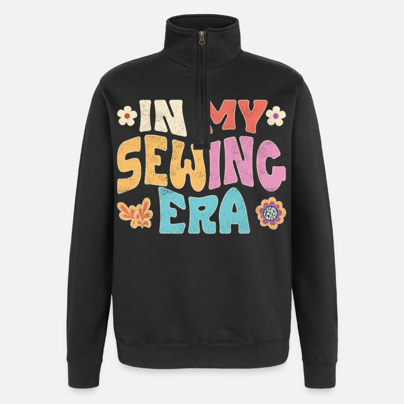 In my sewing era - Quarter-Zip Sweatshirt - black