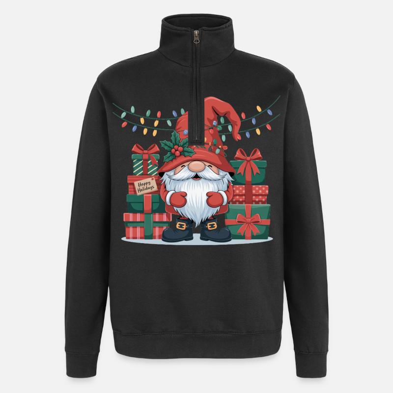 Weihnachten Wichtel Gnome - Quarter-Zip-Sweatshirt - Schwarz